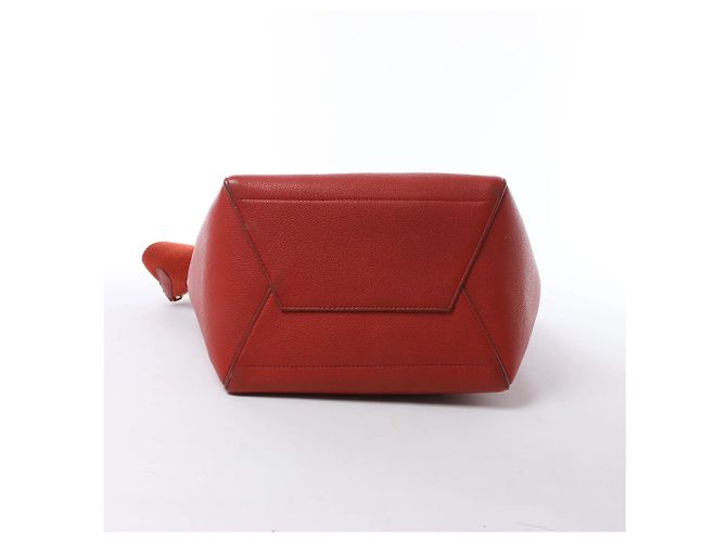Céline CELINE Borsa a secchiello Seau Sangle in pelle rossa Grigio - vista 6