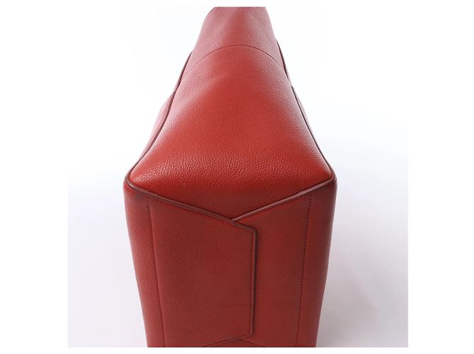 Céline CELINE Borsa a secchiello Seau Sangle in pelle rossa Grigio - vista 8