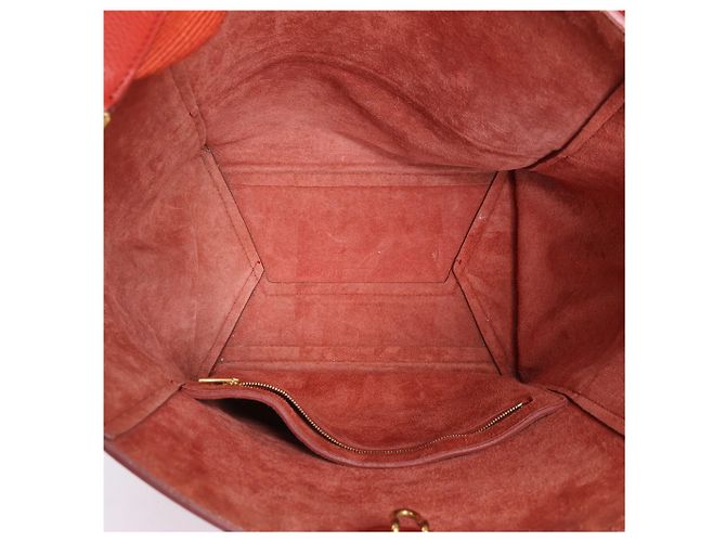 Céline CELINE Borsa a secchiello Seau Sangle in pelle rossa Grigio - vista 9