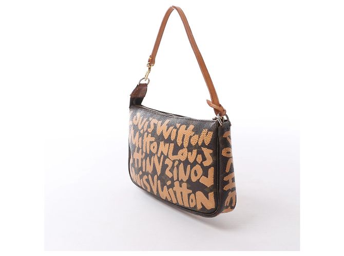 Borsa Louis Vuitton Pochette Accessoire Monogram Graffiti Marrone M92193 - vista 2