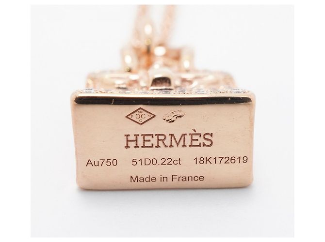 Birkin Hermès Collana Amulette Hermes in oro rosa 18K con diamante - vista 5