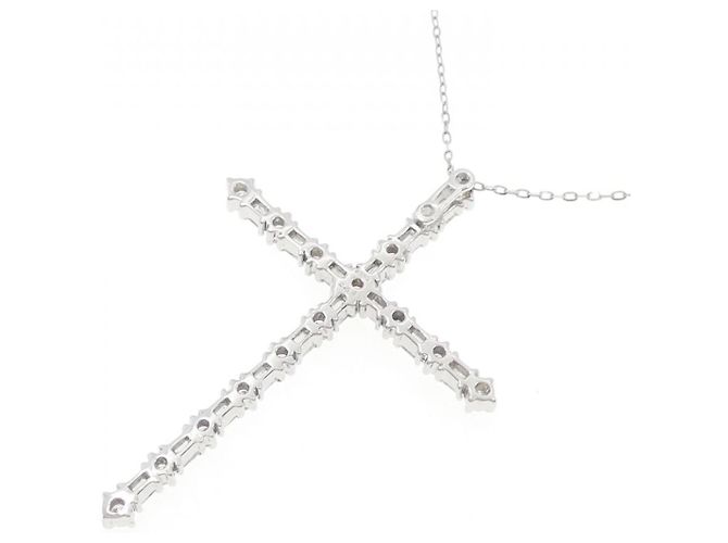Autre Marque Colar de Cruz de Diamantes em Ouro Branco Au750 e Platina PT850 Prata - vista 4
