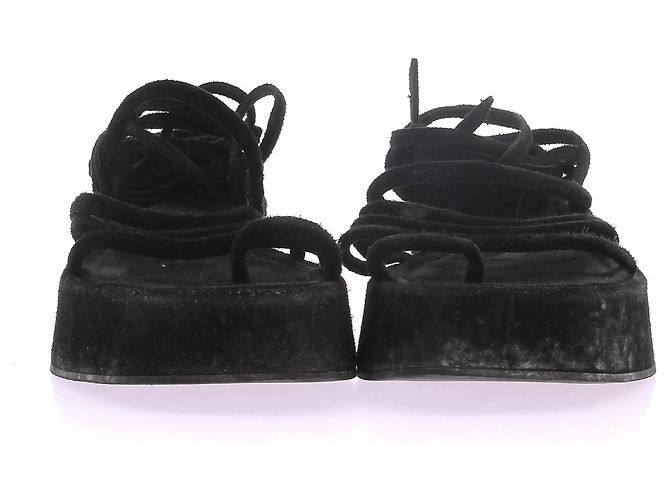 Nodaleto Sandali in scamosciato neri con lacci Nero - vista 3