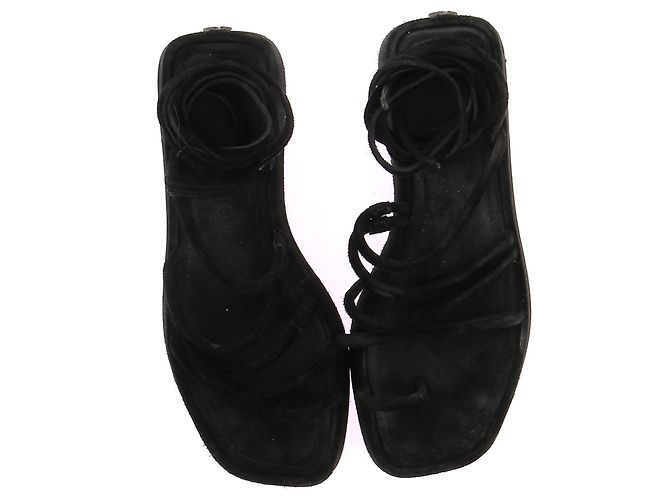 Nodaleto Sandali in scamosciato neri con lacci Nero - vista 6