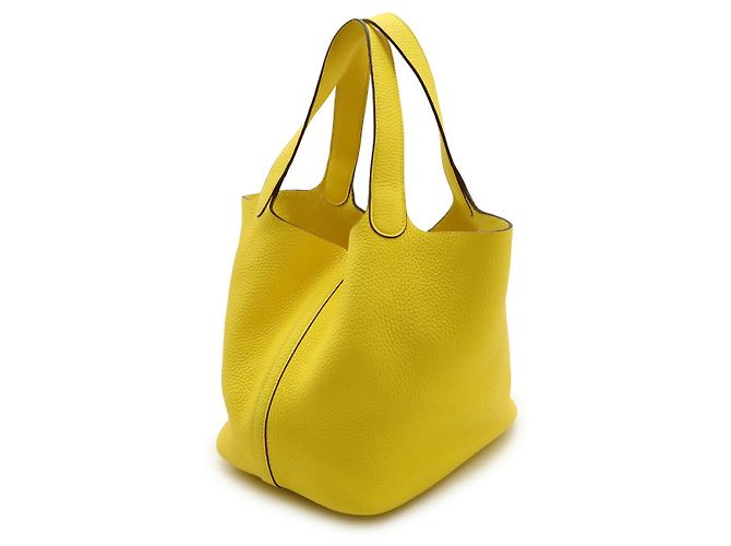 Hermès Borsa Hermes Picotin Lock MM Taurillon Clemence D'oro Giallo - vista 2