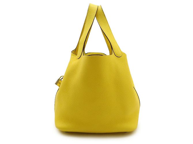 Hermès Borsa Hermes Picotin Lock MM Taurillon Clemence D'oro Giallo - vista 3