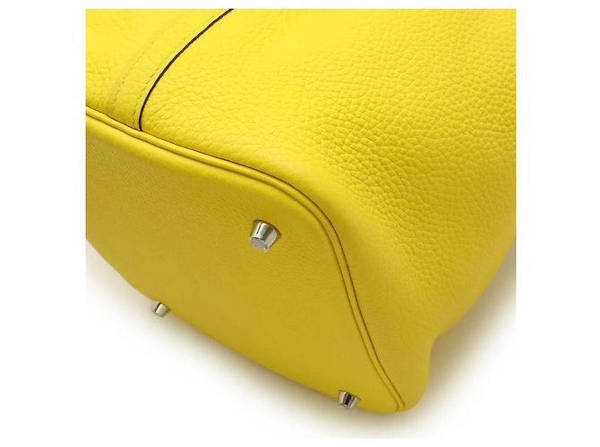 Hermès Borsa Hermes Picotin Lock MM Taurillon Clemence D'oro Giallo - vista 4