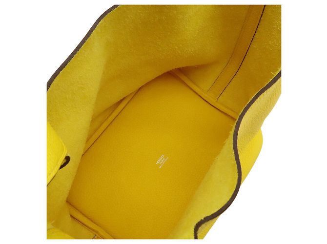 Hermès Borsa Hermes Picotin Lock MM Taurillon Clemence D'oro Giallo - vista 7