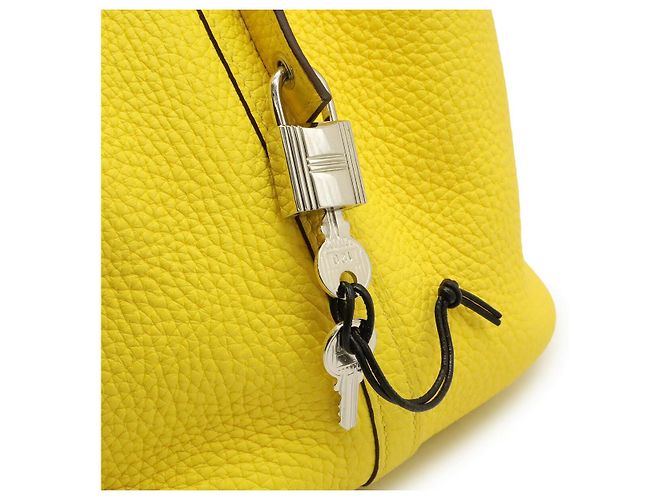 Hermès Borsa Hermes Picotin Lock MM Taurillon Clemence D'oro Giallo - vista 8
