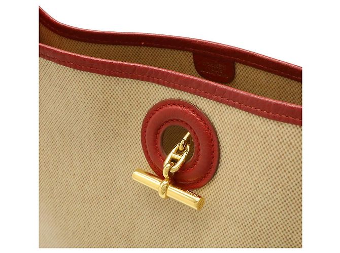 Borsa a tracolla Hermès VespaPM Toile H Rosso Beige - vista 8
