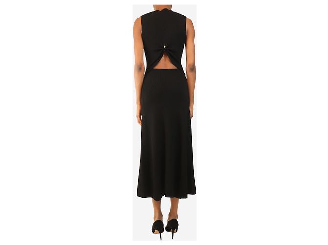 Maje Black sleeveless knit midi dress - size UK 8 - view 2