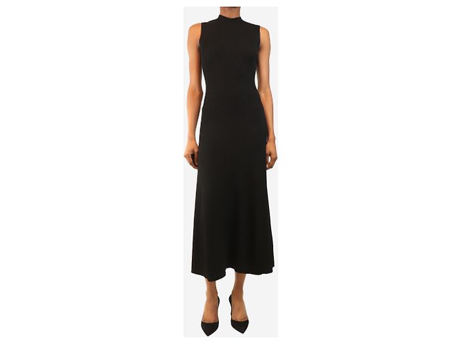 Maje Black sleeveless knit midi dress - size UK 8 - view 3