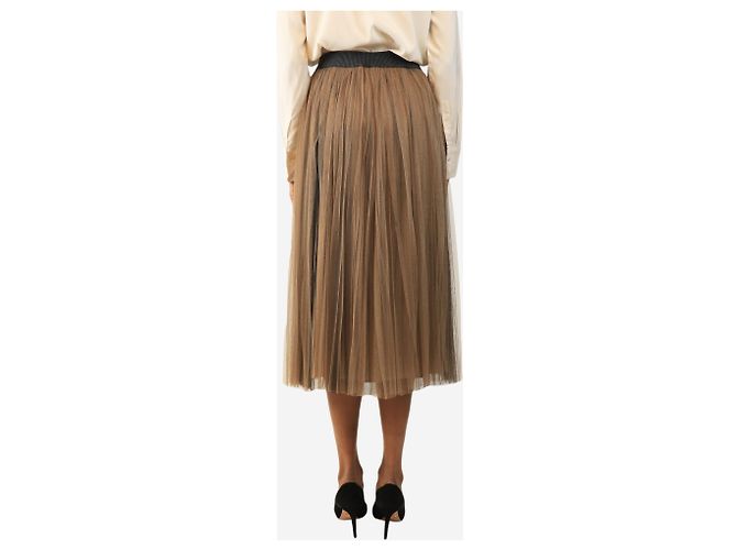 Fabiana Filippi Falda midi de tul plisado marrón - talla UK 6 Castaño - vista 3