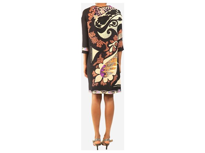 Etro Midi-Kleid mit schwarzem floralem Paisley-Muster - Größe UK 6 - Ansicht 2
