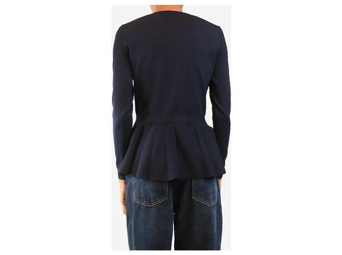 Autre Marque Marineblauer Peplum-Top mit Plissee - Größe S - Ansicht 2