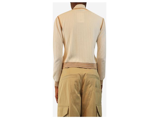 Fendi Rippstrick-Top mit Streifen in Creme - Größe XS Roh - Ansicht 2