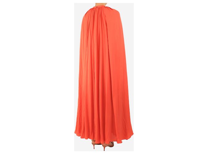 Elie Saab Korallenfarbenes Cape-Maxikleid - Größe UK 12 Orange - Ansicht 2