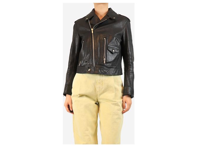 Dior Schwarze Lederbikerjacke - Größe UK 10 - Ansicht 3