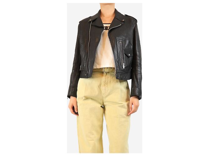 Dior Schwarze Lederbikerjacke - Größe UK 10 - Ansicht 4