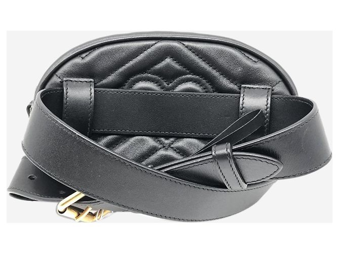 Gucci Borsa a tracolla GG Marmont in pelle nera Nero - vista 2