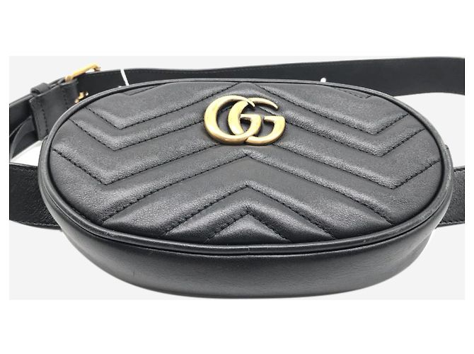 Gucci Borsa a tracolla GG Marmont in pelle nera Nero - vista 3