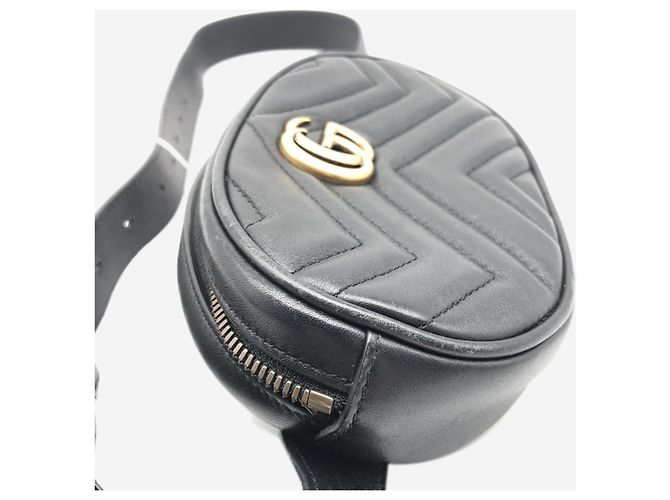 Gucci Borsa a tracolla GG Marmont in pelle nera Nero - vista 5