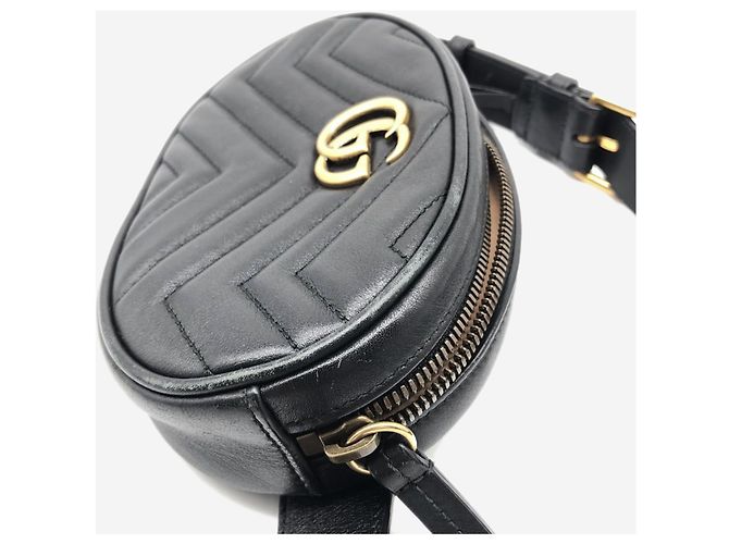 Gucci Borsa a tracolla GG Marmont in pelle nera Nero - vista 6