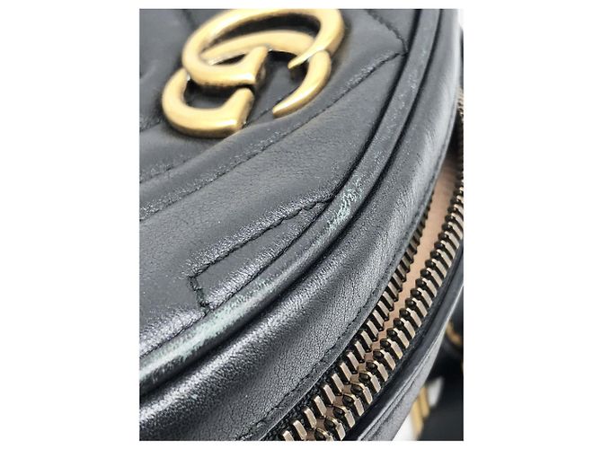 Gucci Borsa a tracolla GG Marmont in pelle nera Nero - vista 7