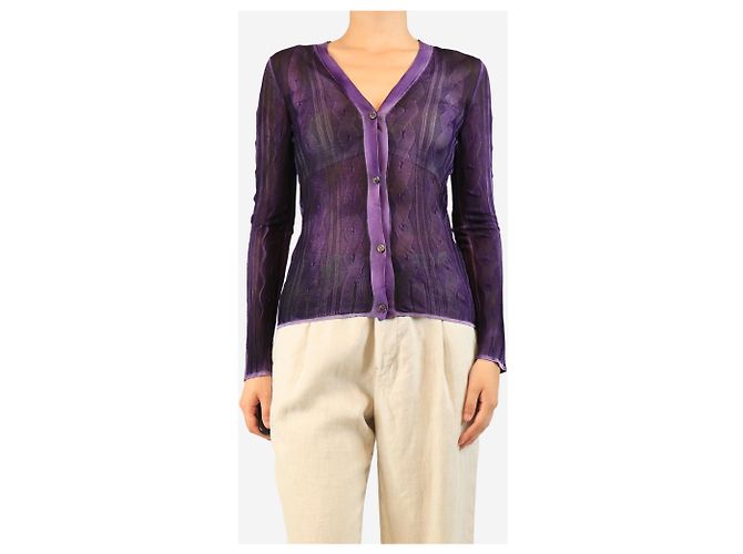 Bottega Veneta Lila transparenter Strickcardigan - Größe UK 10 - Ansicht 3