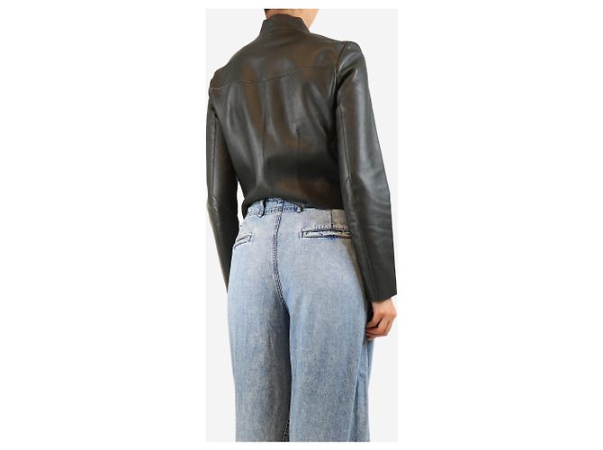 Etro Schwarze Lederjacke in Boxy-Fit - Größe UK 10 - Ansicht 2