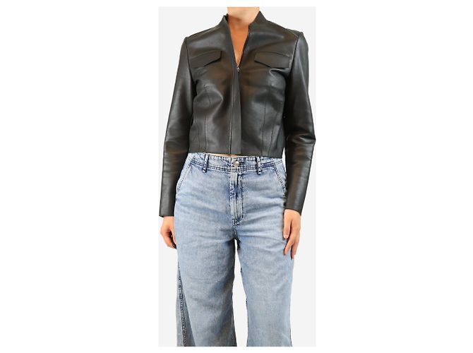 Etro Schwarze Lederjacke in Boxy-Fit - Größe UK 10 - Ansicht 4