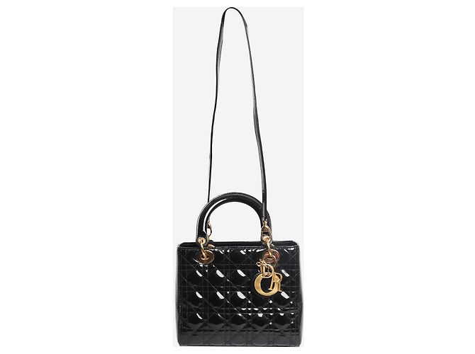 Borsa Lady Dior in pelle vernice nera 2014 Nero - vista 2