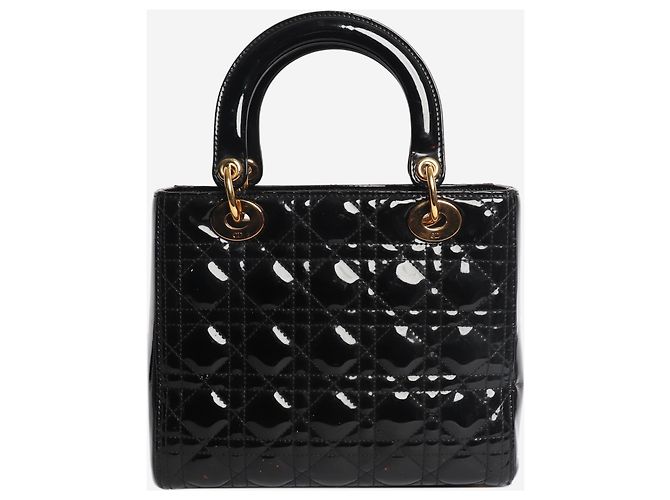 Borsa Lady Dior in pelle vernice nera 2014 Nero - vista 4