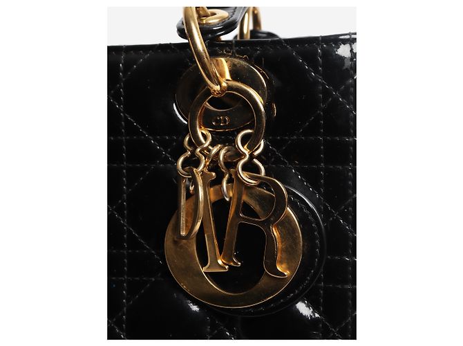 Borsa Lady Dior in pelle vernice nera 2014 Nero - vista 6