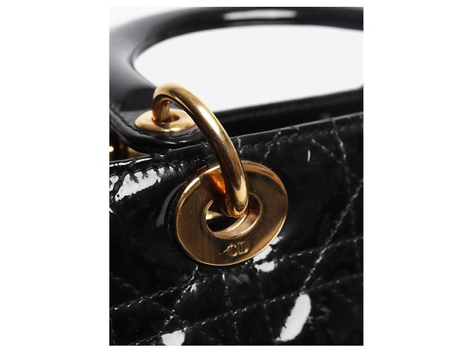Borsa Lady Dior in pelle vernice nera 2014 Nero - vista 7