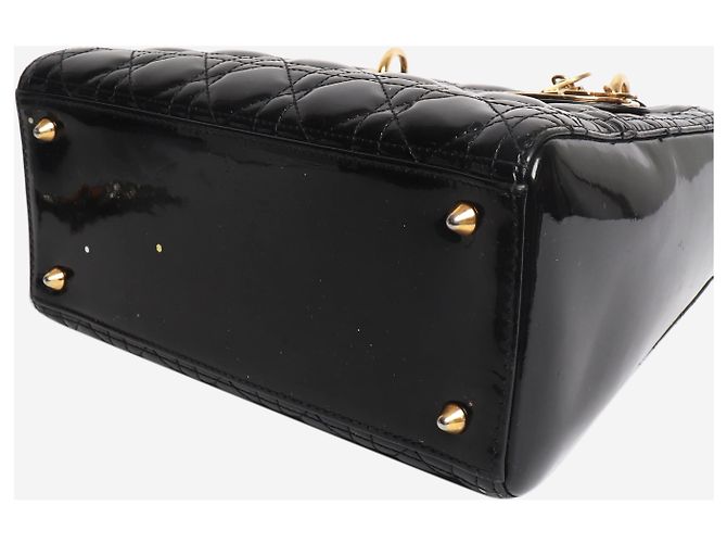 Borsa Lady Dior in pelle vernice nera 2014 Nero - vista 8