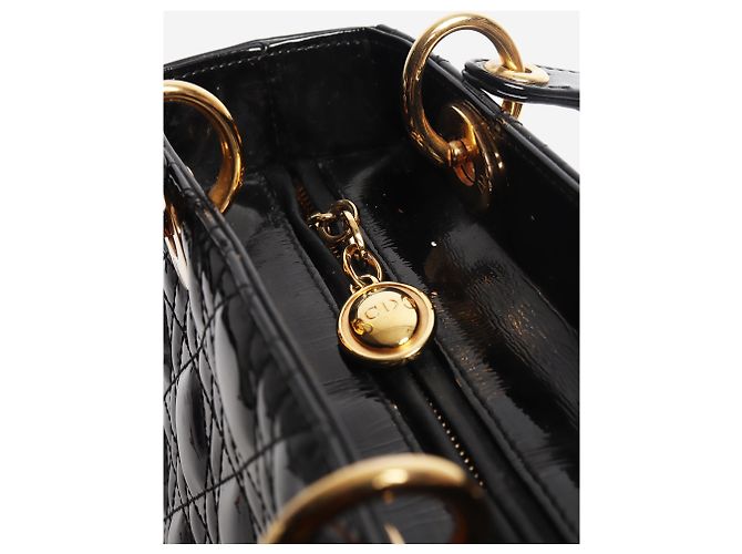 Borsa Lady Dior in pelle vernice nera 2014 Nero - vista 9