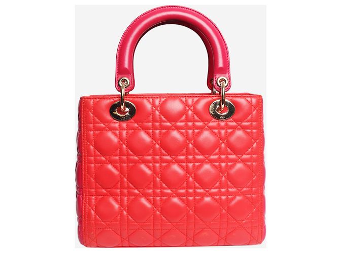 Lady Dior Tasche 2014 rot und rosa Pink - Ansicht 3