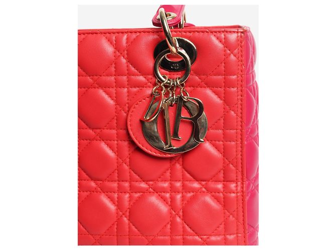Lady Dior Tasche 2014 rot und rosa Pink - Ansicht 5