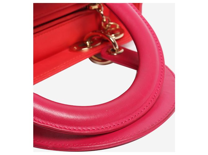 Lady Dior Tasche 2014 rot und rosa Pink - Ansicht 6