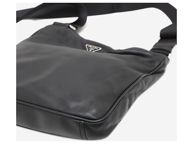 Prada Borsa a tracolla in pelle nera Nero - vista 3