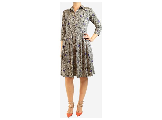 Autre Marque Mehrfarbiges Baumwollkleid mit Print - Größe UK 10 - Ansicht 3