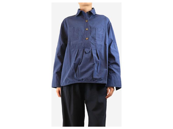 Autre Marque Camisa de sarga de algodón azul - talla L - vista 3