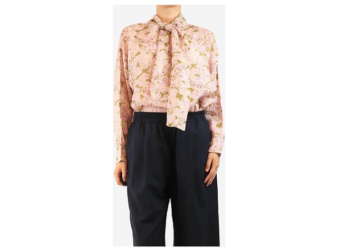 Yvonne S Blusa de lino estampado rosa - talla M - vista 3