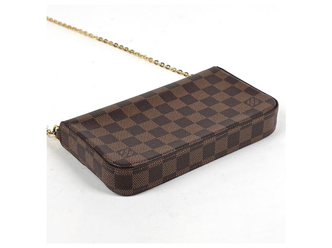 Louis Vuitton Pochette Felicie 2-Way Chain Wallet Shoulder Bag Marrone - vista 2