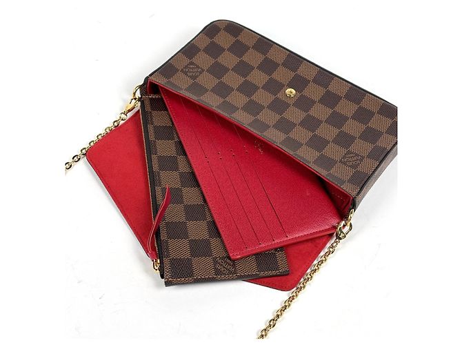 Louis Vuitton Pochette Felicie 2-Way Chain Wallet Shoulder Bag Marrone - vista 6