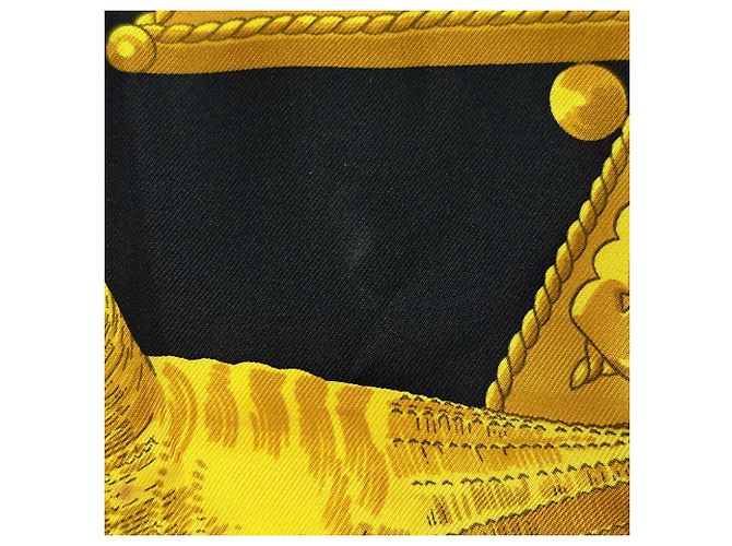 Hermès Sciarpa Carré 90 Cuillers D'AFRIQUE Hermes Nero Giallo - vista 4
