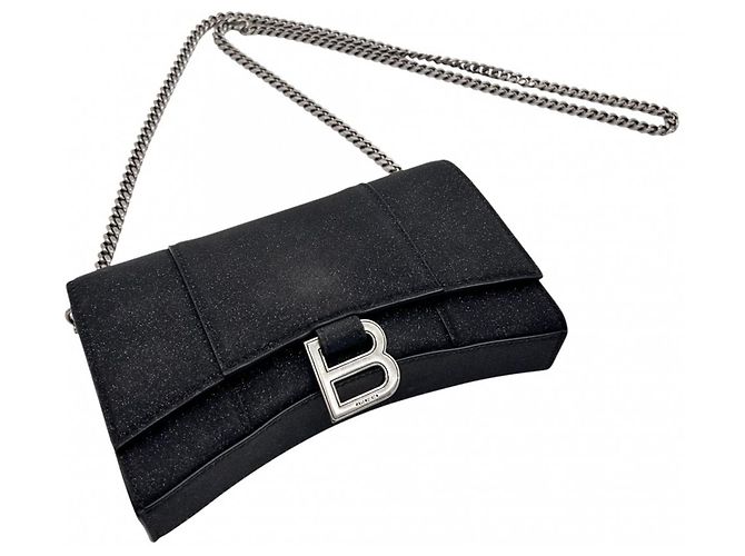 Portafoglio con catena Hourglass Balenciaga Nero - vista 3