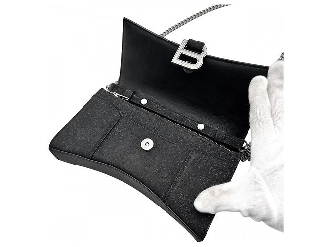 Portafoglio con catena Hourglass Balenciaga Nero - vista 4