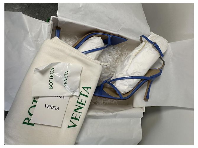 Bottega Veneta Sandali Stretch Lounge Nappa Aquarium Blu - vista 4